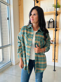 Plaid Shacket in Green & Orange