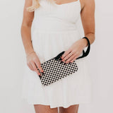Emma Woven Clutch Wristlet: Black Checkered