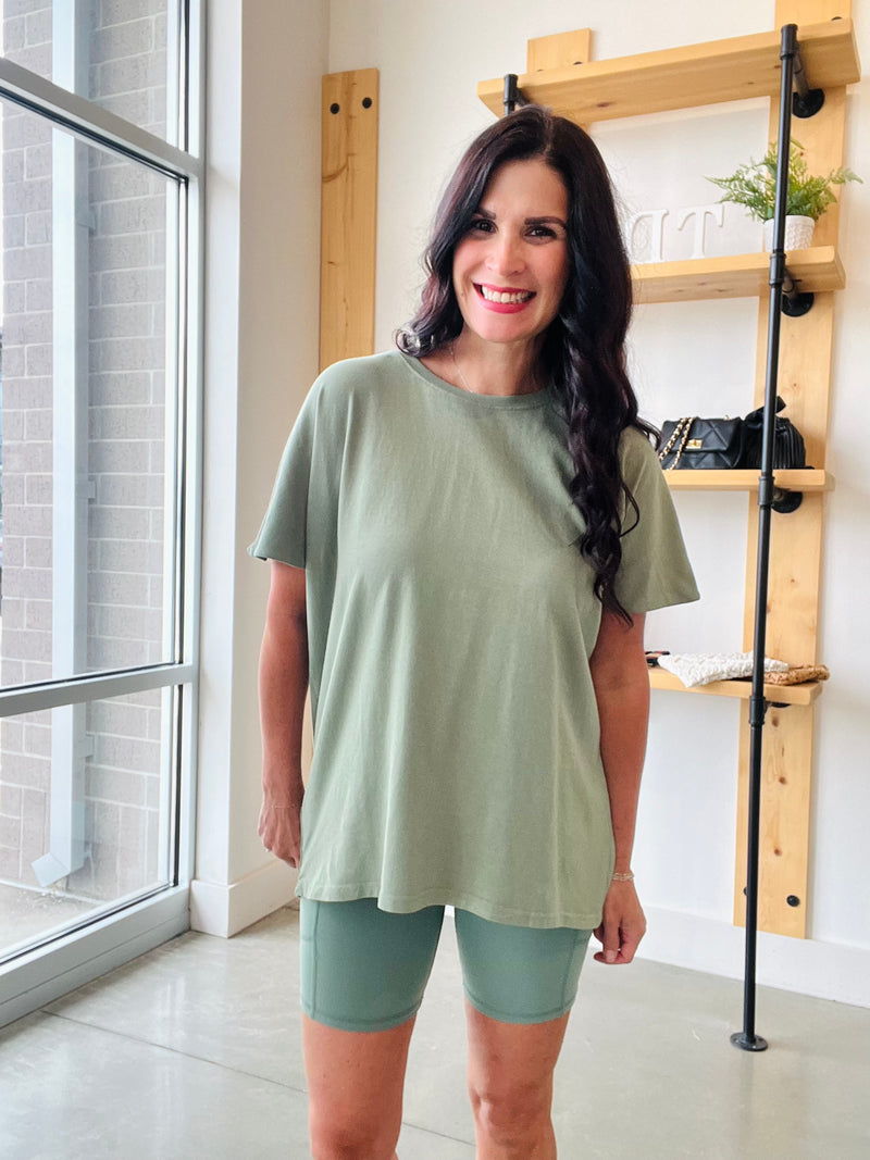 Shoreline Pima Cotton Slouchy Tee: MOSS