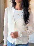 Sheer Knit Cardigan in White