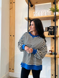 Striped Knit Top in Black + White + Blue