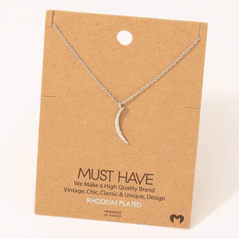Hammered Crescent Pendant Necklace: S
