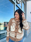 Swan Jacquard Cardigan