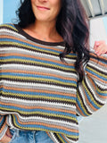 Brown Multi Crochet Sweater
