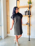 Mock Neck Sweater Dress in Olive