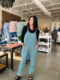 Wave Ribbed Sleeveless Jumpsuit - Emerald