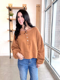 DOORBUSTER Lantern Sleeve Top in Camel