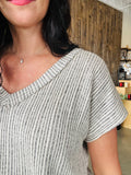 V Neck Knit Top - Taupe