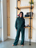 Wide Leg Scuba Sweatpants in Hunter Green