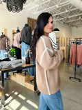 Contrast Stitch Crew Neck Sweater - Mocha