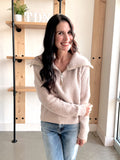 Plush Half Zip Pullover in Almond