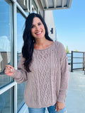 Chunky Cable Knit Cozy Sweater - Mocha