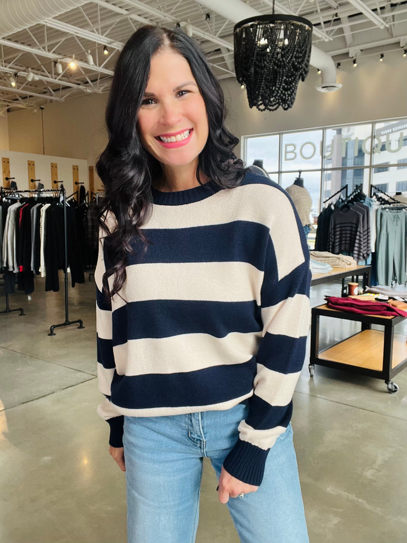 Bold Stripe Crew Sweater