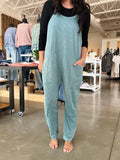 Wave Ribbed Sleeveless Jumpsuit - Emerald