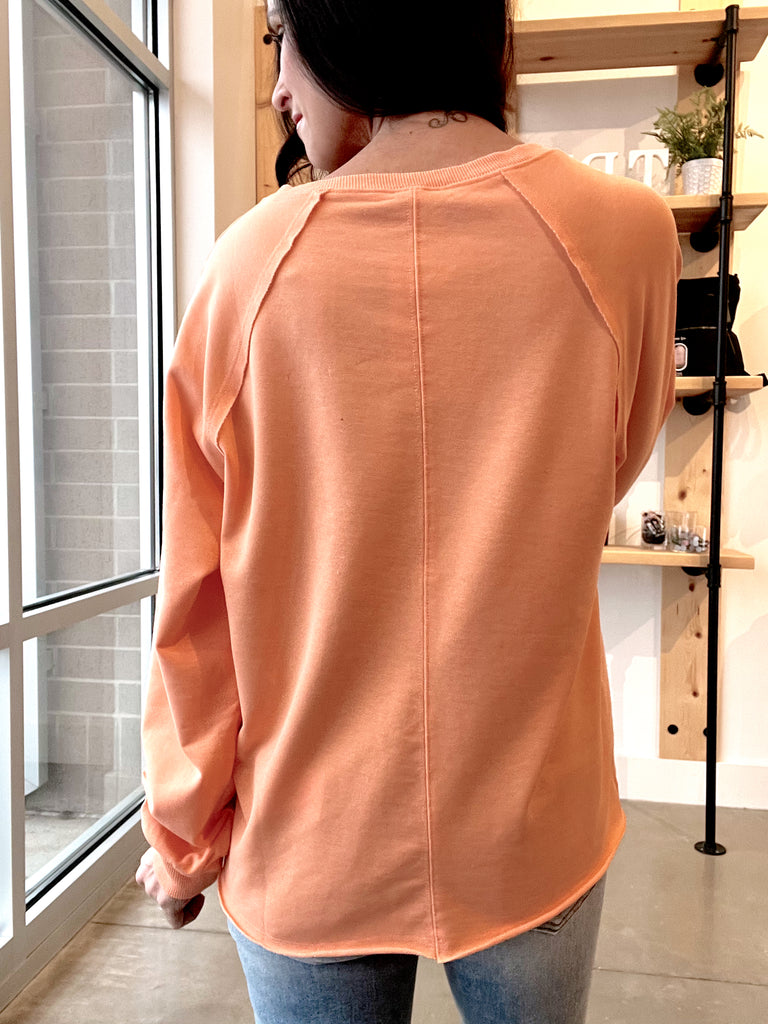 Assymetrical Hem Sweatshirt in Orange