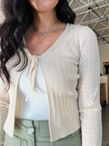 Front Tie Cardigan - Ivory