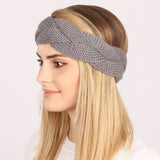 VINTAGE BRAID KNITTED HEADBAND -  LIGHTGREY