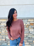 Lightweight Ribbed Detail Sweater - Clay