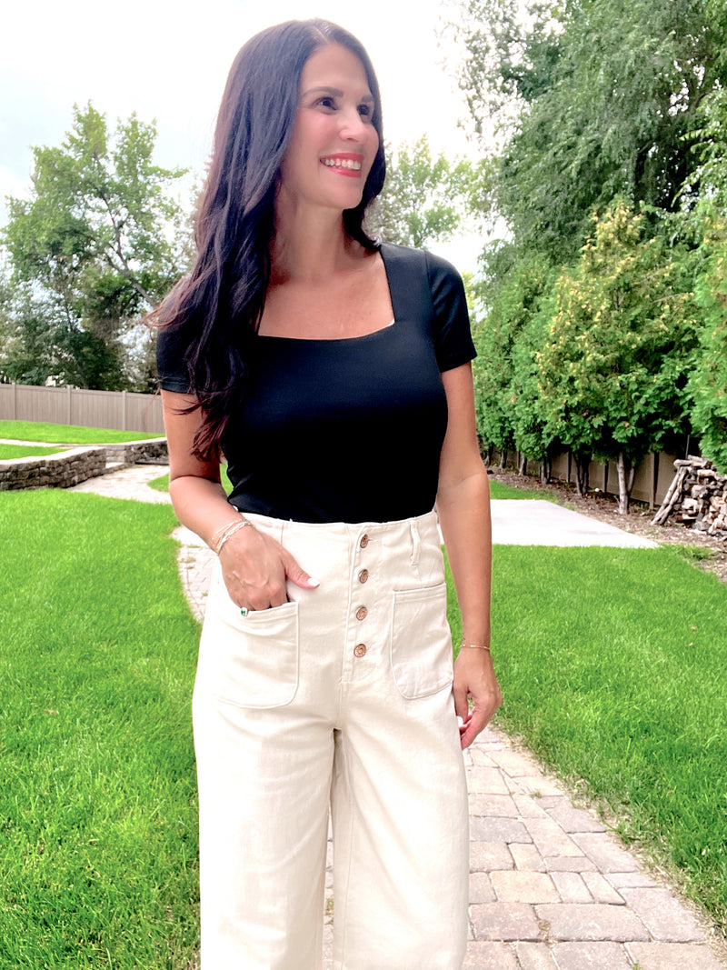 Square Neck Short Sleeve Bodysuit