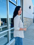 Stretchy Stripe Button Down Shirt - Mocha