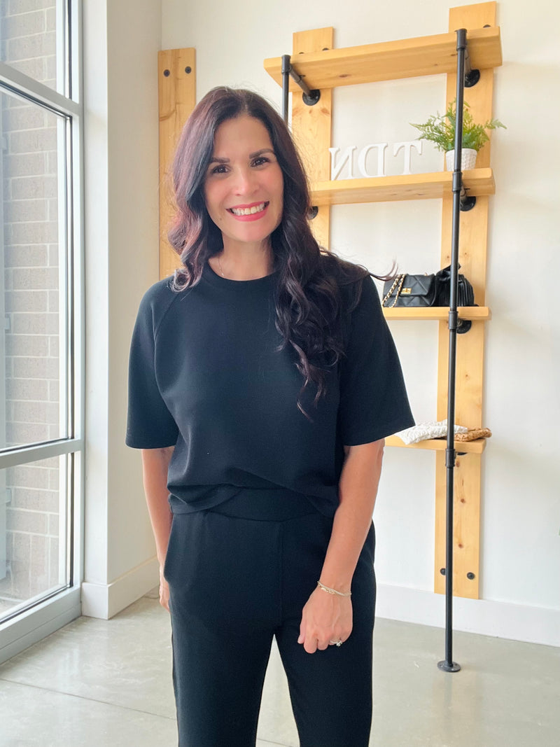 Laguna Soft Drape Raglan Tee: Black