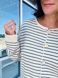 Stripe Button Down Cardigan - Cream