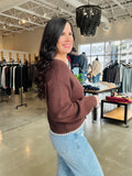 Contrast Stitch Cardi - Chocolate