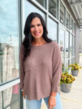 Front Pocket 3/4 Sleeve Dolman Sweater - Cocoa