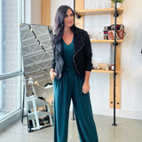 V Neck Wide Leg Jumpsuit