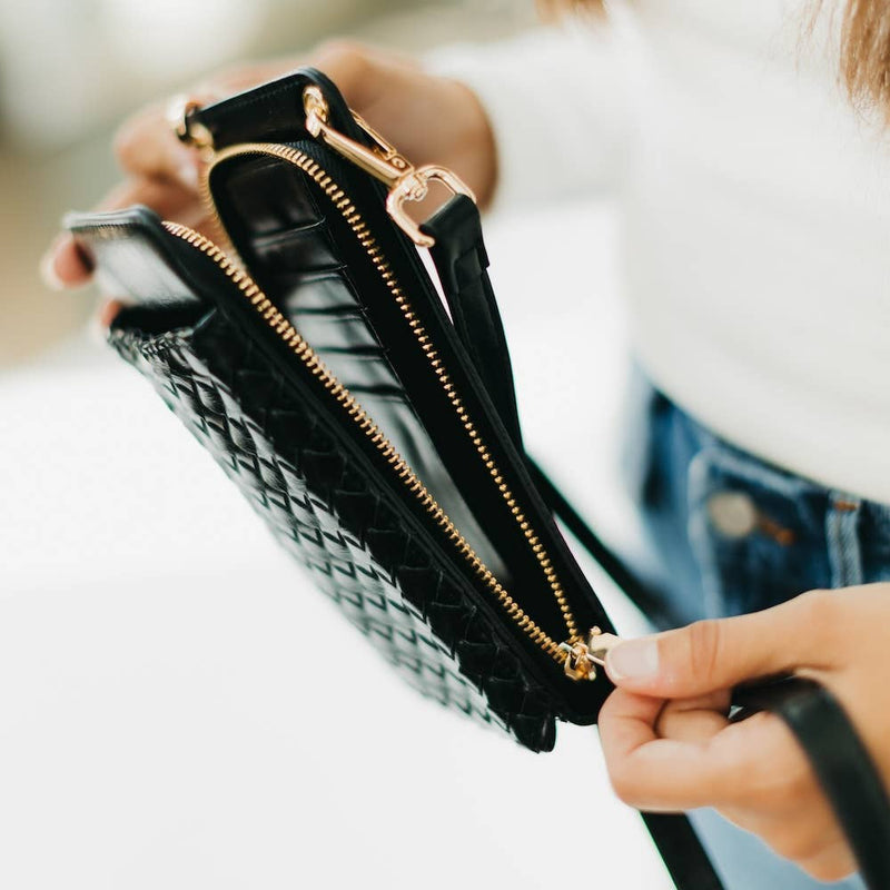 Woven Double Duty Phone Bag : Woven Checkered Black