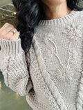 Floral Cable Knit Sweater