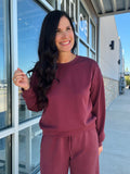 Techno Cupro Round Neck Sweatshirt - Maroon