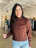 Mock Neck Sweater - Brown