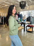Waffle Mix Pullover Sweater - Dark Sage
