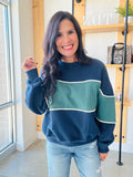 Colorblock Stripe Long Sleeve in Navy