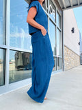 Dark Chambray Wide Leg Pants