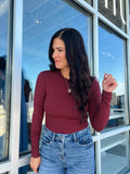 Long Sleeve Body Suit - Oxblood