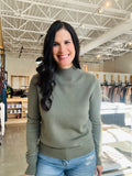 Mock Neck Classic Cut Sweater - Olive
