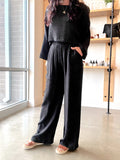 Lightweight High Rise Pants in Black