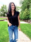 Key Hole Flutter Sleeve Top