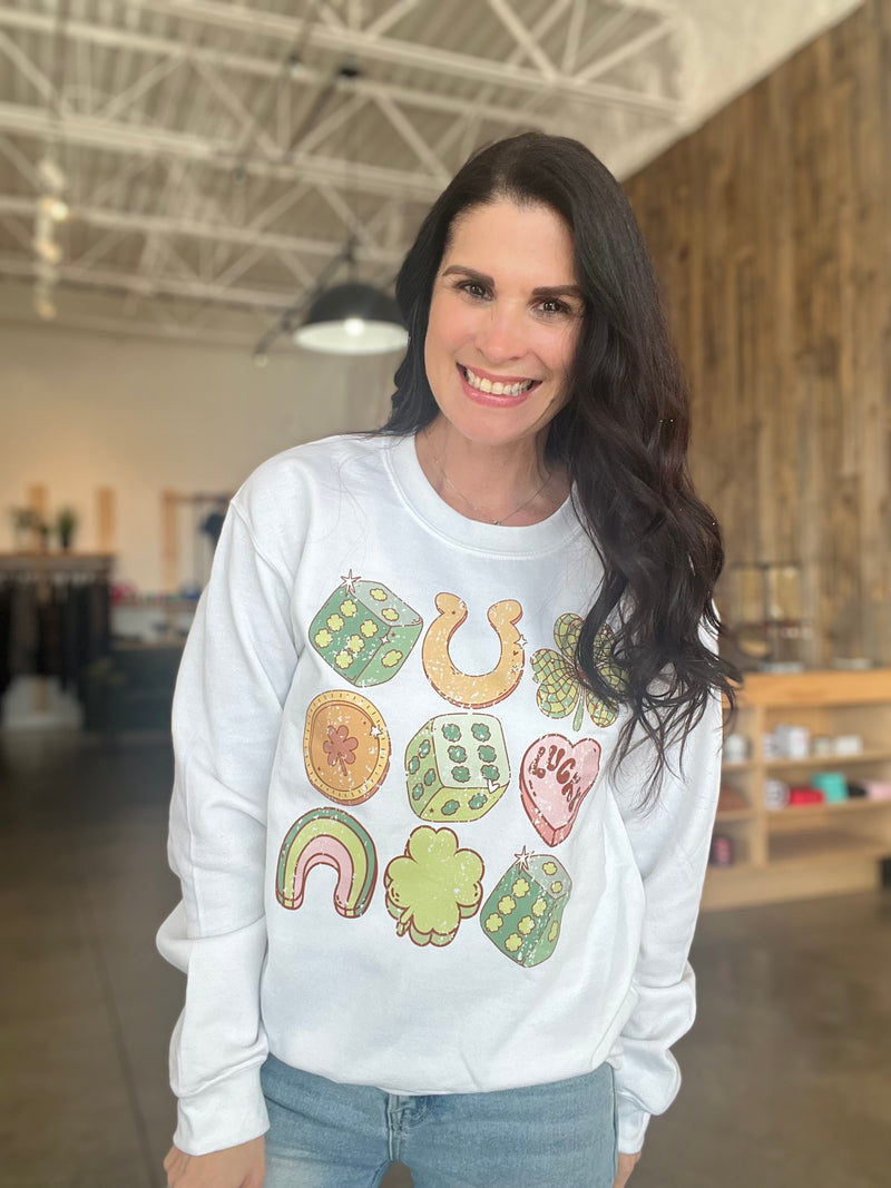 Retro St. Patrick's Day Graphic Crewneck - Off White