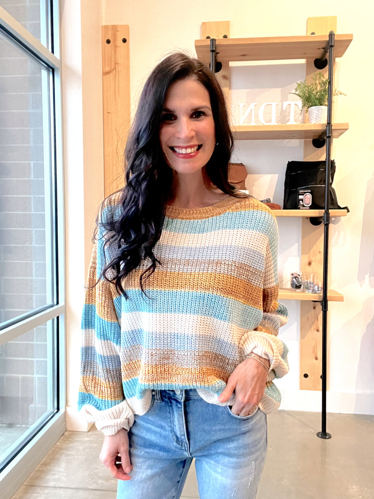 Multi Yarn Mixed Stripe Sweater