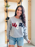 USA Yarn Embroidered Crew Sweatshirt