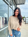 Textured Stripe Breezy Sweater - Taupe