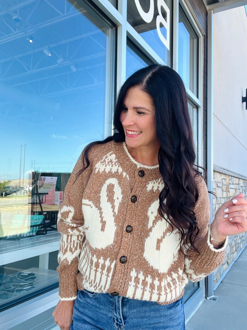 Swan Jacquard Cardigan