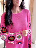 Pretty in Pink Crochet Sleeve Top