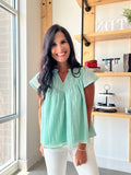 Flutter Sleeve Boho Blouse in Sage