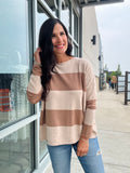 Soft Stripe Relaxed Sweater - Camel