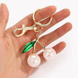 PEARLIE CHERRY DROP WITH LEAF KEYCHAIN BAG CHARM