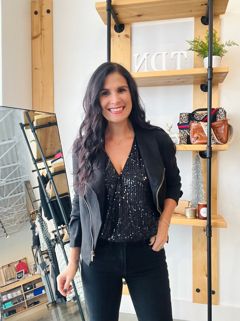 Sleeveless Sequin Wrap Bodysuit